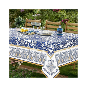 Pastel Stripes Printed <b>Linen</b> Blend 70x108 Inch Soft Lightweight <b>Table</b> Cover ISO 9001 Balanced Finish Texture Everyday <b>Table</b> Use - Product Image 6