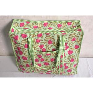 Cotton <b>Quilted</b> Floral Shoulder Bag Zipper Tote Bag Women Handmade Boho Shopping <b>Handbag</b> Indian - Product Image 5