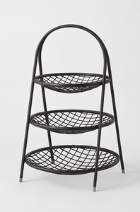 Panier de rangement à fruits en fil métallique noir à trois niveaux avec poignée arquée, organisateur de comptoir à 3 couches en forme de bol ouvert - Product Image 2