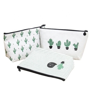 Bolsa de cosméticos de lona pequeña personalizada serigrafiada con logotipo bolsa organizadora de maquillaje elegante para mujer para viaje - Product Image 1