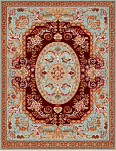 Tapis classique oriental à motifs floraux vert-bleu, sur mesure, tufté à la main, avec base antidérapante - Product Image 5