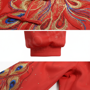 Uniforme de Artes Marciales Rojo Tradicional con Bordado a Mano de Pedrería Personalizado, Traje de Kung Fu y Karate Moderno y Elegante, OEM ODM - Product Image 4