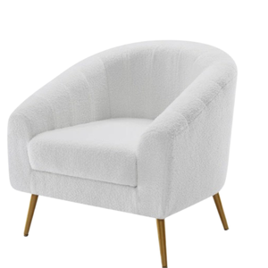 Canapé-lit moderne de luxe le plus vendu avec coussin moelleux, une place, blanc, pieds dorés, fauteuil lounge pour l'intérieur - Product Image 2