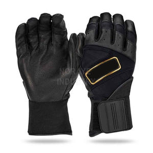 Customizable Color Logo High Quality Padded Wrist Support Unisex Long Cuff Sheepskin Leather <b>Baseball</b> Softball Batting Gloves - Product Image 2