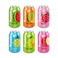Boissons gazeuses prébiotiques fruitées à faible teneur en sucre de marque privée du Vietnam 330 ml, enrichies en vitamines, certifiées BRC ISO, échantillon gratuit, conception gratuite, canettes, saveur citrique