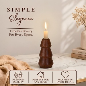 Elegantes Portavelas de Madera Hechos a Mano, Soporte Rústico para Velas de Té, Decoración de Mesa de Madera Natural, Actividades Religiosas, Navidad, Luna - Product Image 3