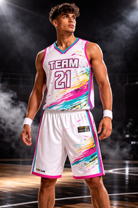 Uniforme de basket-ball personnalisé par sublimation, maillot de basket-ball respirant en polyester, shorts, vêtements de sport pour l'entraînement en équipe, blanc, nouveau design - Product Image 3