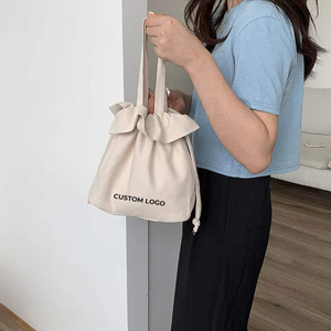 Custom Embroidery Logo Mini Tote Handbag Reusable Eco Friendly Fashion Drawstring <b>Small</b> <b>Canvas</b> Drawstring Pouch <b>Bags</b> - Product Image 2