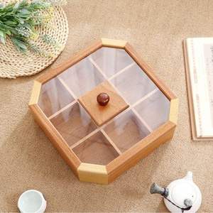 Boîte à épices artisanale en bois de santal nautique, pour fruits secs et aliments, 4 compartiments, décoration, cadeau - Product Image 1