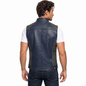 <b>Men</b> Leather <b>Vest</b> Custom Biker Style Waistcoat Durable Leather Material Zip Closure Comfortable Fit Fashion Wear OEM <b>Men</b> Leather - Product Image 2