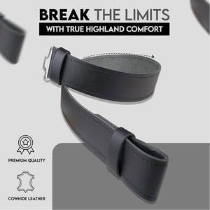 Cinturones de Cuero 100% para Hombre, Estilo Escocés Tradicional, Color Negro Liso, Tallas Personalizadas de Pequeña a 3XL, Más Vendidos - Product Image 3