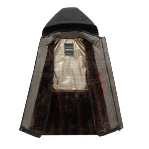 Chaqueta Varsity Delgada de Invierno para Hombre, Cuello Alto, Cierre de Cremallera, Detalle de Botones, Patrón de Letras, Parka Cálida para Hombres de Mediana Edad y Mayores - Product Image 3