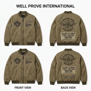 Blouson Bomber Well Prove Heavyweight 220 GSM en Spandex/Polyester Vert Olive Sauge, Vêtement d'extérieur de vol, Printemps, Rembourrage 100% Polyester - Product Image 1