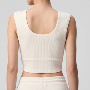 Débardeur côtelé à col montant pour femme, coupe ajustée, extensible, sans manches, mode estivale, personnalisable avec logo, vente en gros - Product Image 5