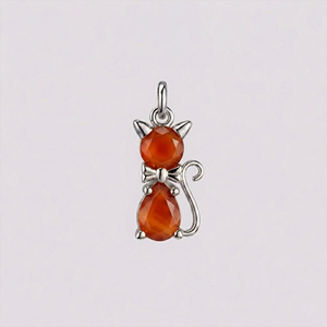 Pendentif Chat en Cornaline Plaqué Or Rose, Charme Chat Mignon avec Pierre de Cornaline Facettée, Bijou Animal, Breloque de Collier, Cadeau pour Elle - Product Image 4