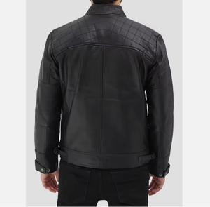 เสื้อแจ็คเก็ตหนังแท้ 100% ทรงเข้ารูปสำหรับผู้ชาย คอตั้ง สำหรับฤดูหนาว แบบสั่งตัดได้ - Product Image 2