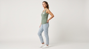 Camiseta de Tirantes Tejida para Mujer, Color Verde Oliva, Cuello Redondo, Transpirable, Informal, Color Sólido, Poliéster/Algodón, 200g, Dumela International - Product Image 4