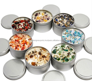 Luxury Silver Travel Candle – Premium Scented Soy Wax with Amethyst & Floral Buds - Product Image 3