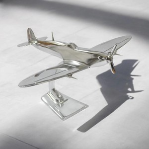 Cast Aluminium Royal Air Force Spitfire Aircraft Scale Model With Desktop Display <b>Stand</b> For Home Office Decorative Aviation - Product Image 1