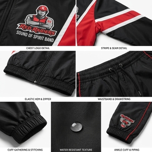 Ensemble de survêtement léger pour homme en polyester, veste coupe-vent à capuche, pantalon de jogging, ensemble de sport pour la course à pied et l'entraînement - Product Image 6