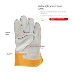 Gants de travail en cuir de vachette pleine fleur, protection robuste pour les mains, résistants à la chaleur et aux étincelles, gants de rigueur canadiens pour le jardinage domestique - Product Image 2