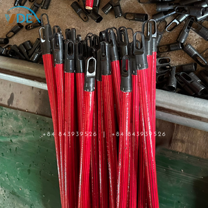 Mango de escoba de madera roja, palo de fregona, juego de escoba y recogedor de hilo italiano recubierto de PVC con mango largo, palo de metal de aluminio - Product Image 2