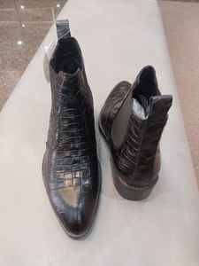 Bottines Chelsea à talon bas élégantes, en cuir véritable de haute qualité, design classique et luxueux, mode tendance - Product Image 2