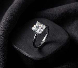 Bague de fiançailles solitaire en diamant de laboratoire taille princesse plaqué or 18K 14K, diamant CVD, pour femme, en argent sterling 925 - Product Image 1