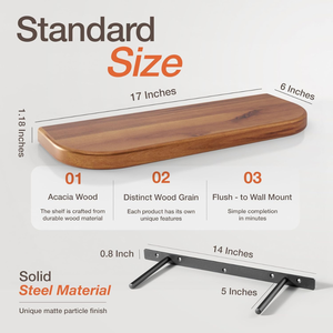 Estante Flotante de Madera Tallada para Decoración de Pared, Ideal para Sala de Estar, Cocina, Baño, Librería, Juego de 2 Estantes de Madera Sólida - Product Image 6