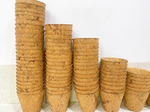 Pot de fleurs minimaliste en fibre de coco, écologique et biodégradable, avec trou de drainage pour plantes d'intérieur - Product Image 6