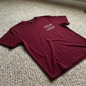 เสื้อยืดสีเบจเรียบสำหรับผู้ชาย สกรีนโลโก้ได้ ผ้าฝ้าย 100% คอกลม แขนสั้น สไตล์มินิมอล เสื้อยืดพื้นฐาน ขายส่ง OEM เสื้อยืดเปล่า - Product Image 4