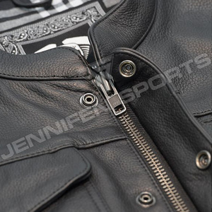 Chaleco de cuero genuino para motociclistas para hombre con un estilo clásico distintivo que ofrece una construcción robusta y un ajuste cómodo para la conducción. - Product Image 3