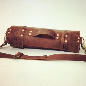 Sac de transport pour couteaux de chef professionnel en cuir de vache véritable, léger et portable, LKR-0240 - Product Image 1