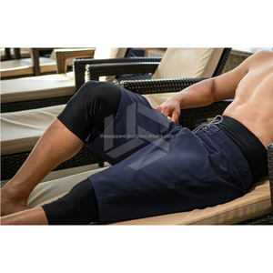 Custom Casual White Muslim <b>Men</b> Sports Awrah <b>Shorts</b> for Gym & Training 2-in-1 <b>Men</b>’s Modest Training <b>Shorts</b> with <b>Compression</b> Pants - Product Image 6