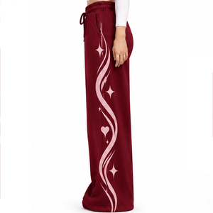 <b>Womens</b> Fleece Flare <b>Trousers</b> Embossed Design Wide Leg Casual Sweatpants Custom Wholesale Supplier OEM ODM Clothing Manufacturer - Product Image 3