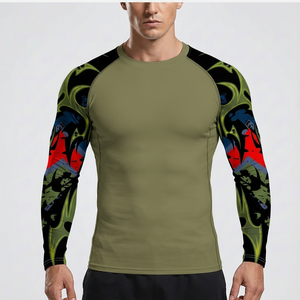 เสื้อรัดกล้ามเนื้อ MMA ยูนิเซ็กซ์ สำหรับ BJJ ยิวยิตสู เนื้อผ้าระบายอากาศ แห้งเร็ว แขนยาว เหมาะสำหรับการต่อสู้และการฝึกซ้อม ราคาประหยัด - Product Image 1