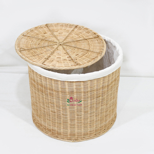 Woven Eco-Friendly Modern Rattan Laundry <b>Hamper</b> Clothes <b>Basket</b> with Lid Liner - Product Image 5