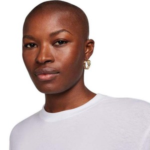 Camiseta Blanca de Cuello Redondo para Mujer, Manga Regular, Corte Holgado, Tejido Jersey Informal, 100% Algodón, Transpirable, para Todas las Temporadas, Color Sólido - Product Image 5