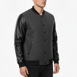 Veste boutonnée en laine pour le baseball, style Cage, pour hommes et femmes, broderie personnalisée, patchwork, vente en gros - Product Image 5