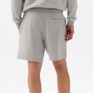 Shorts Bermuda en toile grise pour homme avec cordon de serrage à la taille, poches, coupe décontractée, taille mi-haute, style tricoté, respirant, style urbain - Product Image 4