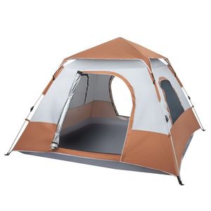 Tenda Familiare Primaverile per Quattro Persone 240*240*150cm, Apertura Rapida, Marrone, per Campeggio - Product Image 1
