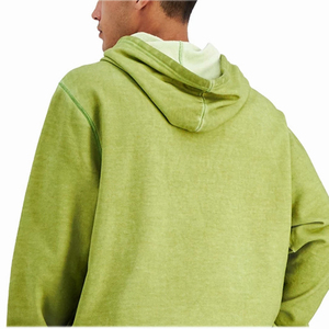 Men's Solid Color Hooded Sweatshirt Set Casual Knitted Cotton French Terry Summer Outfit Green Men’s Hoodies&Sweatshirt Sets - Product Image 3