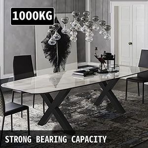 Set di 2 gambe per tavolo da pranzo in acciaio resistenti, altezza 28 pollici, larghezza 24 pollici, sezione quadrata da 3,1 pollici, struttura a X, gambe larghe 2 pollici - Product Image 3