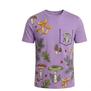 Comfortable <b>Mushroom</b> Pattern Mens Short Sleeve T <b>Shirt</b> Regular Fit O-Neck Casual Cotton Jersey Print Design - Product Image 1