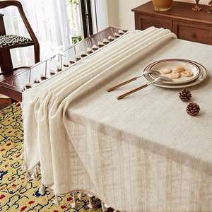 Mantel Cuadrado Europeo Clásico de Algodón y Lino, Moderno, Tejido, con Borlas, Resistente al Aceite, Personalizable, Antipolvo, para Hogar y Hotel - Product Image 6