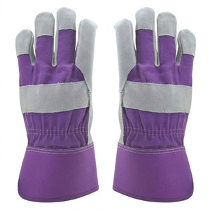 Gants de travail robustes en cuir de vachette pleine fleur de haute qualité avec dos en toile et manchette de sécurité pour la construction et le jardinage - Product Image 2
