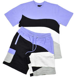 Conjunto de Verano para Hombre de Dos Piezas, Camiseta y Pantalones Cortos Holgados de Color Sólido, Estilo Urbano, Talla Grande - Product Image 1
