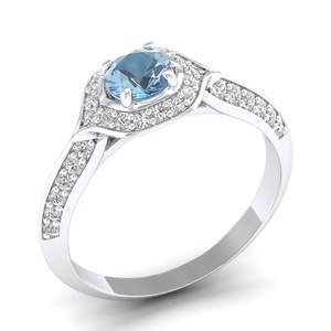 Anillos de Moissanita con Certificación GRA de Plata de Ley 925 al por Mayor REYES con Piedra Preciosa Aguamarina, Joyería a Precio de Fábrica para Mujer - Product Image 2