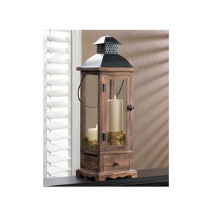 Handmade <b>Hurricane</b> Wooden Candle <b>Lantern</b> with Clear Glass Windows Rope Handle High-quality Tabletop Decoration for Christmas - Product Image 1
