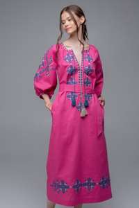 Vestido Bordado con Nuevo Diseño para Mujer, Estilo Boho, Algodón y Lino, Bordado en el Mejor Color, Cuello Redondo, Estilo Dulce, Encaje, Vestidos Ucranianos - Product Image 5